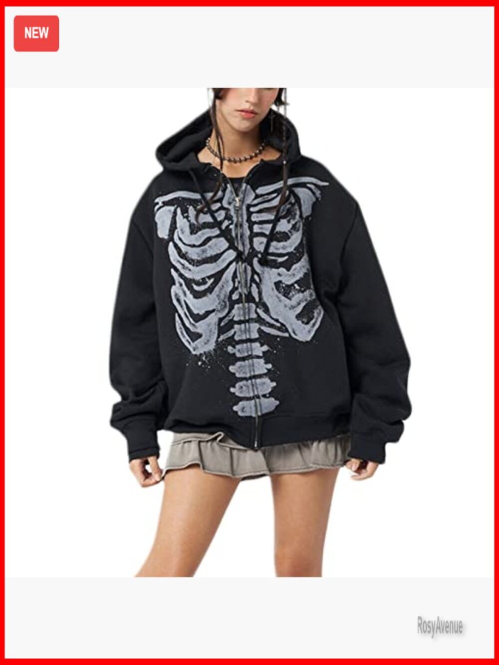 Y2K Oversized Zip Hoodie Long Sleeve Punk Sweatshirt Grunge Streetwear Top - Picture 3 of 7